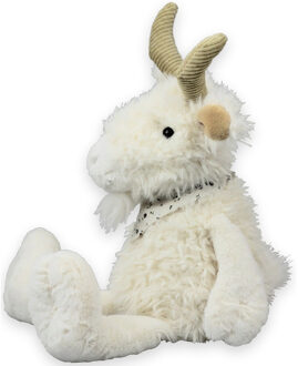 pluche geit knuffeldier - wit - zittend - 19 cm