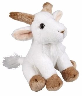 Pluche geitje - knuffel geitje - wit - 15 cm - boerderij dieren knuffel