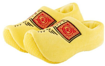 Pluche gele klompen/clogs sloffen/pantoffels voor kinderen