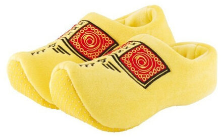 Pluche gele klompen/clogs sloffen/pantoffels voor kleuters 25/30 - sloffen - kinderen Geel