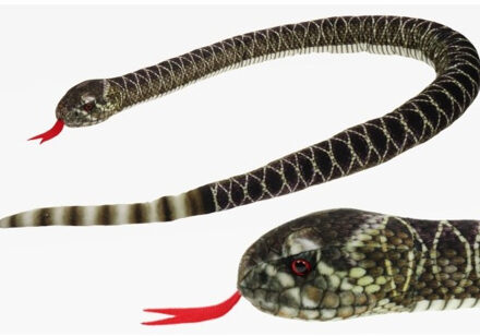 Pluche gestreepte ratelslang knuffel - 150 cm - Slangen reptielen knuffels