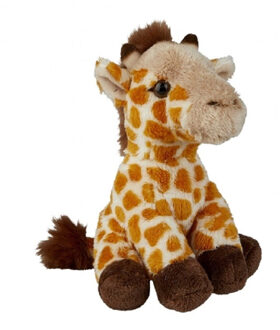 Pluche gevlekte giraffe knuffel 15 cm - Giraffen safaridieren knuffels - Knuffeldier Bruin