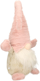 Pluche gnome/dwerg - 46 cm decoratie pop - lichtroze - kerstdecoratie
