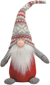 Pluche gnome/dwerg decoratie pop/knuffel rood/grijs mannetje 45 cm - Kerstman pop