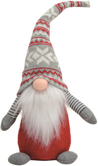 Pluche gnome/dwerg decoratie pop/knuffel rood/grijs mannetje 45 cm