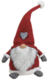 Pluche gnome/dwerg decoratie pop/knuffel wit/rood/grijs 16 x 20 x 40 cm - Kerstman pop