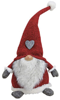 Pluche gnome/dwerg decoratie pop/knuffel wit/rood/grijs 16 x 20 x 40 cm