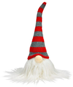 Pluche gnome/dwerg decoratie pop/knuffel wit/rood/grijs 24 cm - Kerstman pop