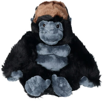 Pluche gorilla knuffel - aap/apen - zwart - 28 cm - speelgoed - knuffeldieren - voor kinderen