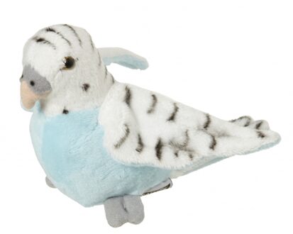 Pluche grasparkiet knuffel 16 cm - Vogel knuffels Blauw