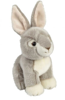 Pluche grijs konijn/haas knuffel zittend 18 cm speelgoed