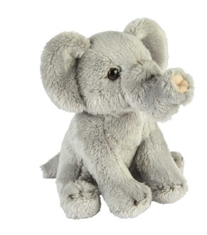 Pluche grijze olifant knuffel 15 cm speelgoed - Knuffeldier Grijs