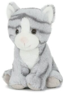 Pluche grijze poes/kat knuffel zittend 18 cm speelgoed Grijs
