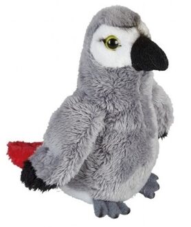 Pluche grijze roodstaartpapegaai knuffel - 15 cm - Papegaaien vogel knuffels - Vogel knuffels Grijs