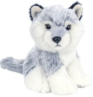 Pluche grijze Wolf puppy knuffel van 12 cm - Knuffel bosdieren Multikleur