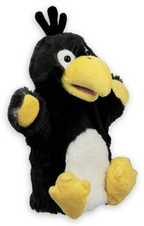 Pluche handpop knuffel vogel - Raaf/kraai - 20 cm - poppenkast dieren poppen Multi