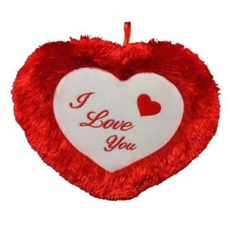 Pluche hartjes kussen I Love you 45 cm - Knuffelkussen Rood