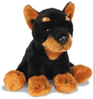 pluche honden knuffel Doberman - 13 cm - zwart/bruin - speelgoed - kinderen - cadeau