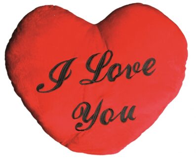Pluche I Love You hartjes kussen - 60 cm - knuffelkussen - valentijnsdag cadeau - versiering