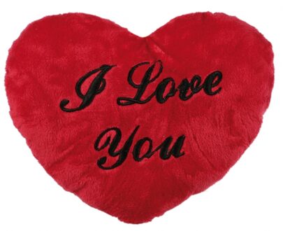 Pluche I Love You hartjes kussen - rood - 35 cm - Valentijnsdag - Cadeau - Liefde