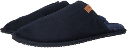 Pluche instap sloffen/pantoffels donkerblauw voor heren maat 45-46 - Pantoffels