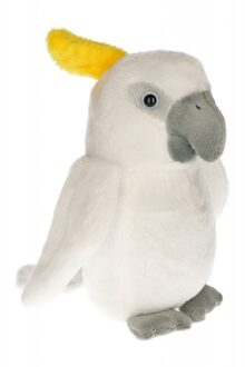Pluche kaketoe vogel knuffel - wit - 17 cm - vogels