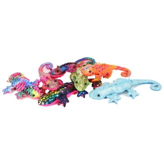 Pluche kameleon - knuffeldier - met glitters - 20 cm - bosdieren knuffel