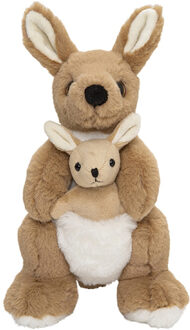 pluche Kangoeroe met baby knuffel - 22 cm - knuffels - Knuffeldier Multikleur