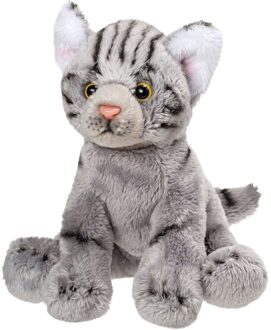 Pluche kat knuffel - grijs - 12 cm - poes - katten