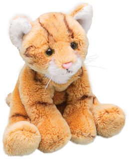 Pluche kat knuffel - oranje / tabby - 12 cm - poes - katten knuffeldieren