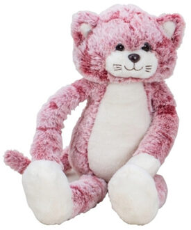 Pluche kat/poes knuffel - extra lange armen en benen - roze - 50 cm