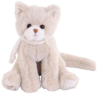 pluche kat/poes knuffeldier - creme wit - zittend - 25 cm - Knuffel huisdieren Crème