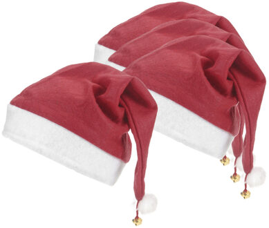 Pluche Kerstmuts - 4x - rood/wit - met belletje en pompom - 40 x 30 cm -?volwassenen - pluche