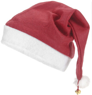 Pluche Kerstmuts - rood/wit - met belletje en pompom - 40 x 30 cm -?volwassenen - pluche