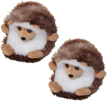 pluche kleine Egel knuffel - 2x - 13 cm - Dieren speelgoed