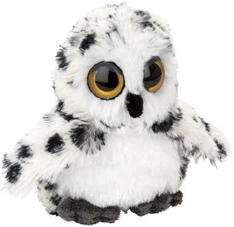Pluche kleine sneeuwuil knuffel - polyester - wit/grijs - 13 cm