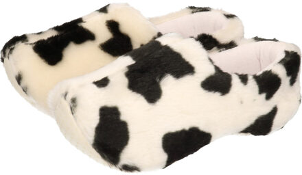 Pluche klompen pantoffels/sloffen met koeien print voor kinderen - Jongens/meisjes