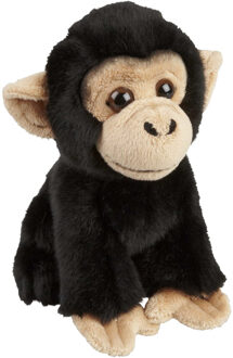 Pluche knuffel Chimpansee aap - zwart - 18 cm - Speelgoed apen knuffelbeesten Multi