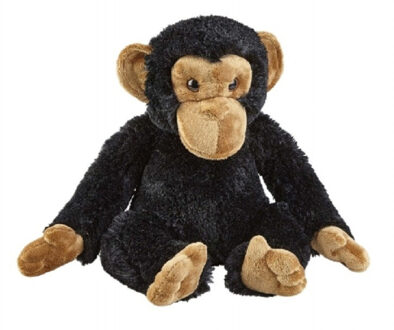 Pluche knuffel Chimpansee aap - zwart - 30 cm - Speelgoed apen knuffelbeesten