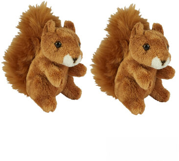 Pluche knuffel dier - 2x stuks - Rode Eekhoorn - 15 cm - Speelgoed eekhoorns knuffels