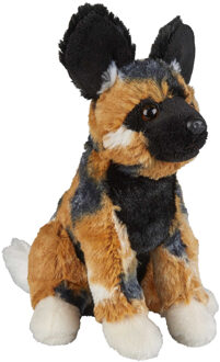 Pluche knuffel dier - Afrikaanse wilde Hond - 18 cm - wilde dieren knuffel