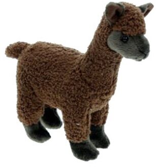 Pluche knuffel dier alpaca - bruin - 23 cm - knuffels uit Zuid Amerika
