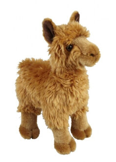 Pluche knuffel dier Alpaca - bruin - 28 cm - Alpacas knuffel