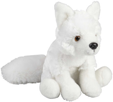 Pluche knuffel dier Artic Pool wolf - wit - 18 cm - Wolven knuffelbeesten - Knuffeldier