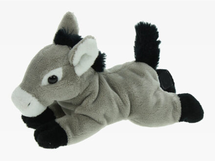 Pluche knuffel dier Ezel - grijs - 19 cm - Speelgoed boerderij knuffels