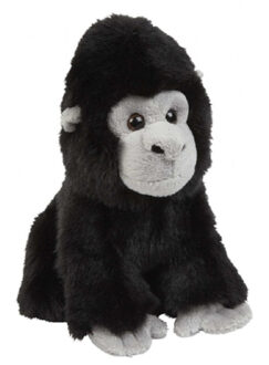 Pluche knuffel dier - Gorilla aap - zwart - 18 cm - Speelgoed - Apen knuffelbeesten