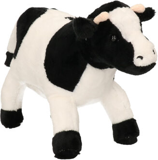 Pluche knuffel dier Koe - zwart/wit - 23 cm - Boerderij dieren