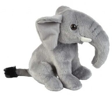 Pluche knuffel dier Olifant - grijs - 18 cm - olifanten knuffels