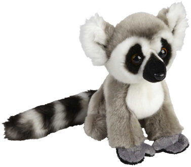 Pluche knuffel dier - Ringstaart Maki aap - 18 cm - bosdiertjes knuffel Multi
