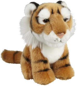 Pluche knuffel dier Tijger - bruin/gestreept - 18 cm